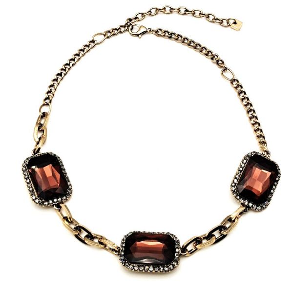 

2020 европейских и американских ювелирных изделий классического изысканного роскошного стекла горного хрусталь дама ожерелье, Golden;silver