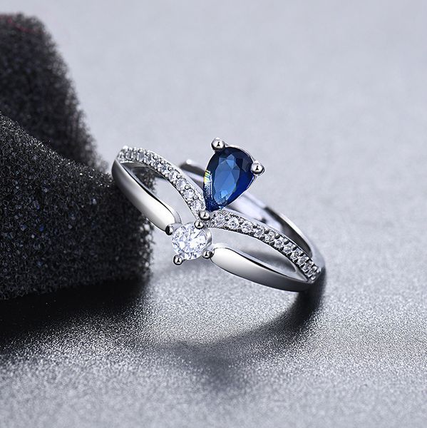 

fashion women water drop diamond crown ring silver adjustable rings engagement wedding rings for women fashion jewelry will and sandy gift, Golden;silver