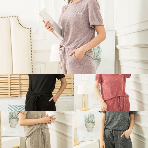 

summer new casual pant suit fairy house pants suit women's flower gauze lady lazy simple short-sleeved women's pants lazy leisure, Gray