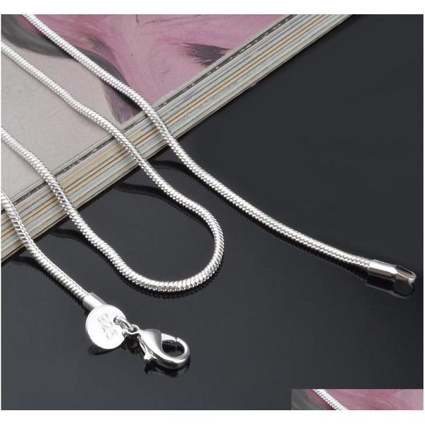 

2mm 925 sterling silver smooth snake chains 16 18 20 22 24 inches choker necklace for women men s fashion jewelry in bulk tnx5j