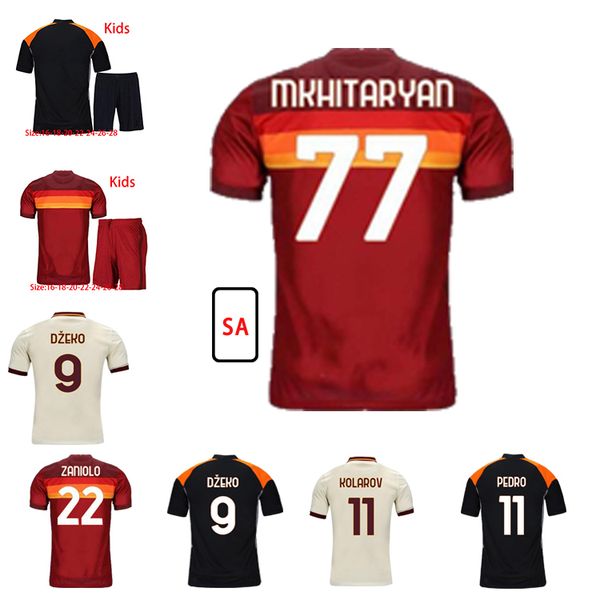 

customized de rossi dzeko soccer jerseys zaniolo totti perotti pastore kolarov florenzi pedro 20 21 football shirt men kids kit uniforms, Black;yellow