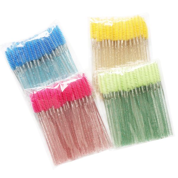 

300pcs/lot shiny disposable eyelash applicator wands curler brush set mascara eyebrow spoolers comb wands spoolies brushes makeups