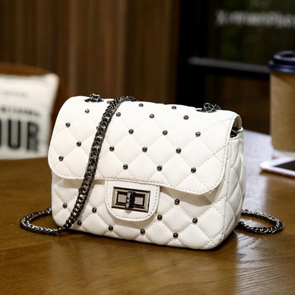 

barhee design handbag chains crossbody bag diamond lattice plaid european fashion classic flap pearls black white