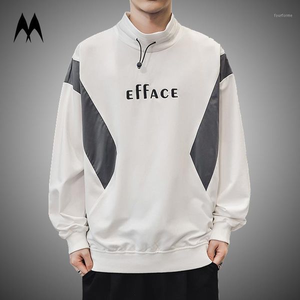 

men's hoodies & sweatshirts high street men 2021 patchwork hoodie harajuku japanese streetwear sweatshirt male long sleeve clothing1, Black