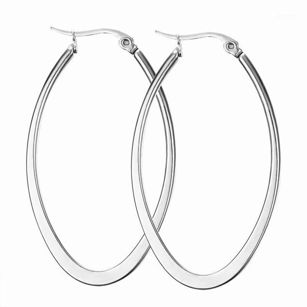 

titanium steel flat style big earrings female elegant fashion classic simple party big circle earrings jewelry gift female1, Golden;silver
