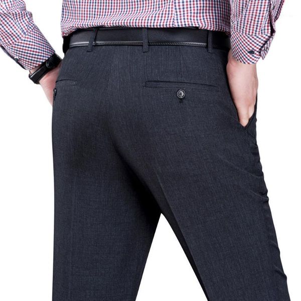 

50% off men' s silk suit 40 42 44 business casual long pants middle-aged for man straight work trousers1, White;black