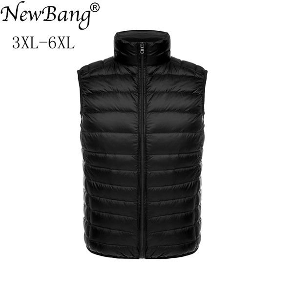 

newbang 5xl 6xl large size ultra light down vest women plus duck down sleeveless female lightweight windproof portable waistcoat 1023, Black;white