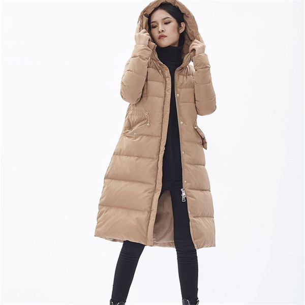 

new hooded multi-color waist was thin long korean version of the slim women's down jacket g120, Black