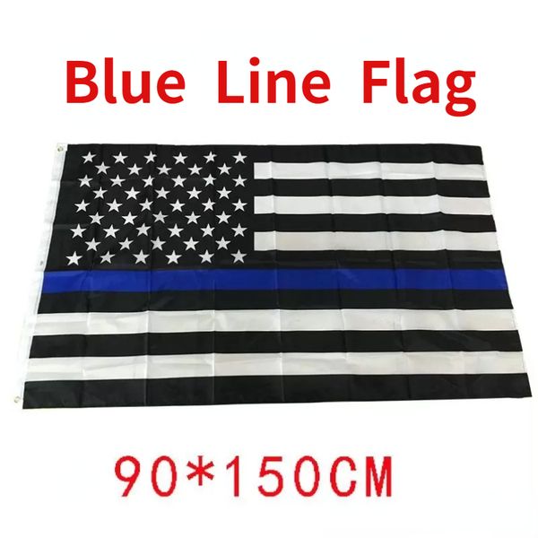 

4 types 90150cm blueline usa police flags 3x5 foot thin blue line usa flag black white and blue american flag with brass grommets 2022