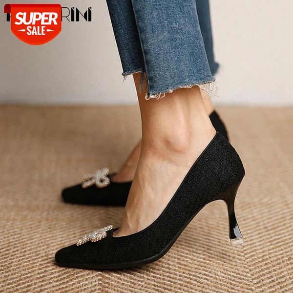 

ribetrini spring thin heel bowknot shallow shoes sweet grils butterfly knot slip on high heels women pumps new pumps #io7s