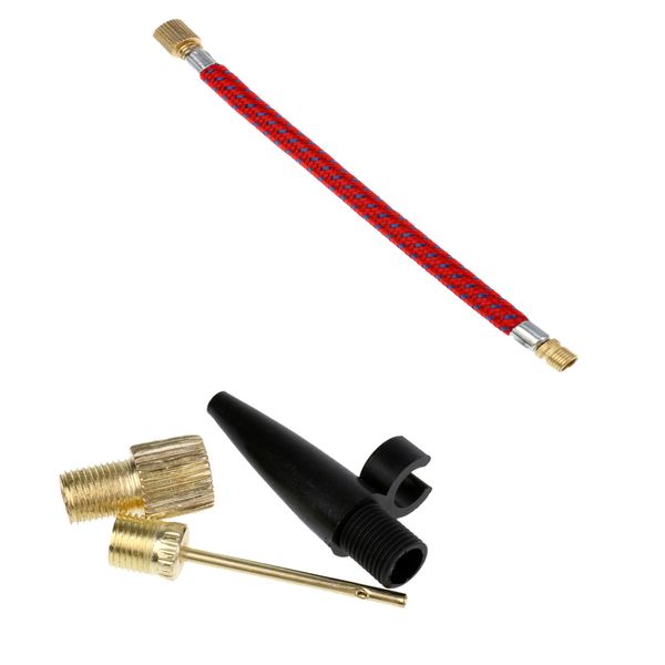 

inflating kit presta valve adapter needle adapter for mtb road bike + portable pump extension hose bicycle pumps bike floor pump accessory
