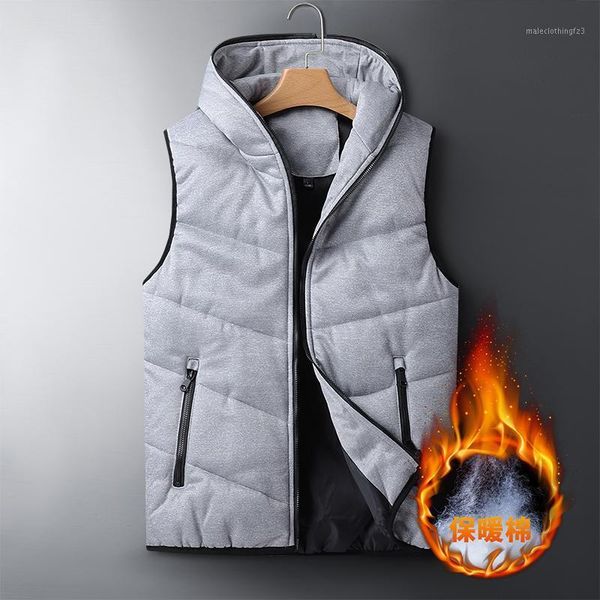 

men's vests men winter jacket warm cotton sleeveless zipper pocket vest stylish mens waistcoat men's1, Black;white