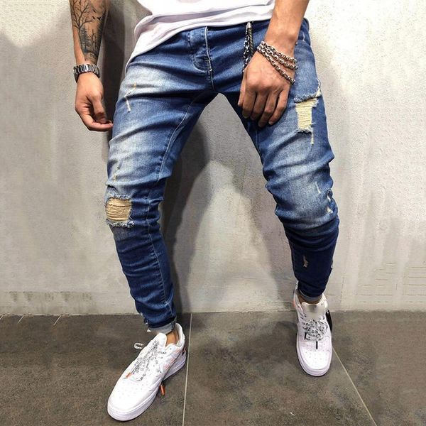 

cofekate blue ripped jeans mens slim fit distressted knee-broken hole denim pants pocket streetwear men trousers jeans1