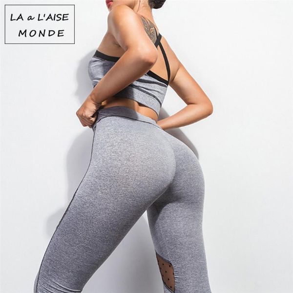 

yoga outfits 2 piece women's sports bra leggings mesh stitching clothes set female fitness tracksuit pants sportswear1, White;red