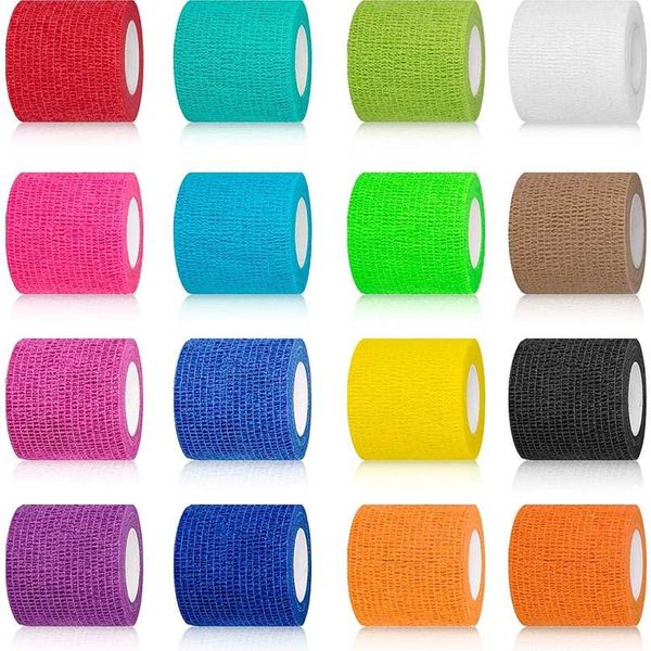 

(16-pack) self adhesive bandage wrap breathable vet wrap cohesive bandage first aid for pets athletic elastic self adherent wrap 220107, Black;gray