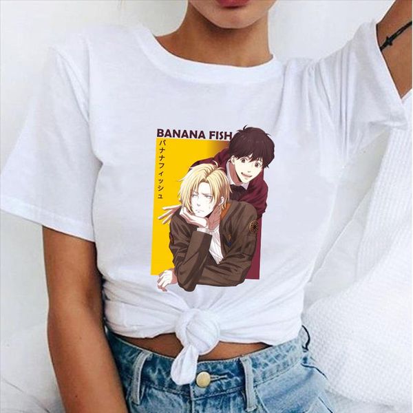 

2021 anime banana fish 2 fashion t shirt women t shirts casual sport tee shirt round neck short sleeve plus size, White