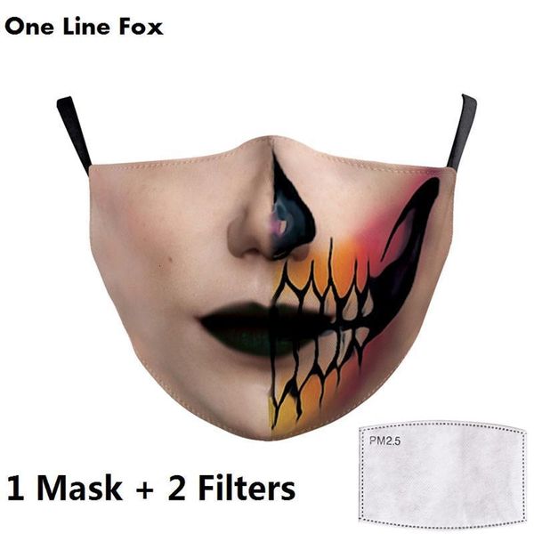 

grimace pattem print mouth ghost skull funny big face mask adults reusable protective pm 2.5 du 3ch3