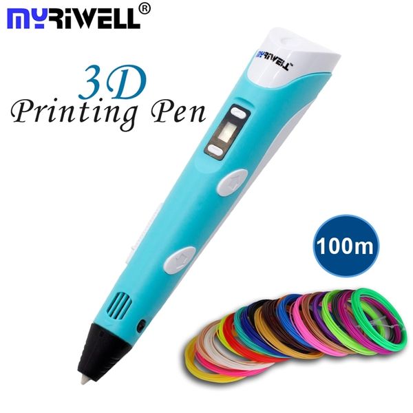 

myriwell 3d pen 1.75mm abs/pla diy 3d printing pen led screen 3d drawing pen 100m filament creative toy gift for kids design y200428