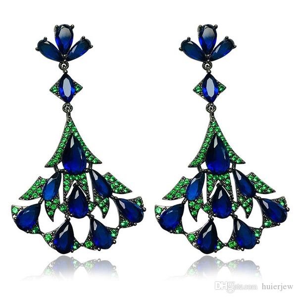 

women luxury earrings crystal stone design big drop earrings, Silver