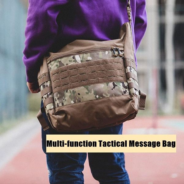 

outdoor bags camo tactical messenger bag big capacity 500d nylon canvas shoulder wear-resistant multi-pocket travel