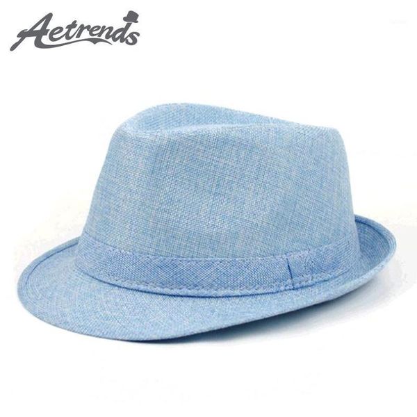 

[aetrends] casual panama hat hat jazz cap fedoras summer beach hats z-53111, Blue;gray