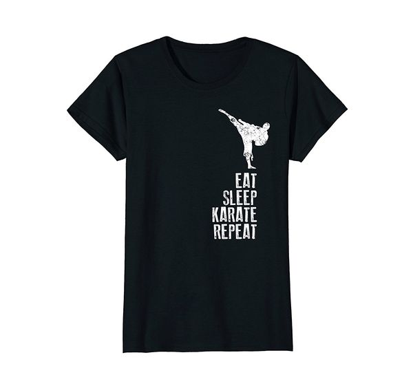 

new summer slim tee shirt karate shirt, eat sleep karate repeat cool martials gift sport hooded sweatshirt hoodie