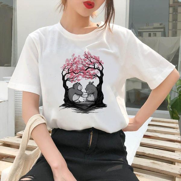 

totoro spirited away t shirt female streetwear cartoon new tshirt women japanese style t shirt tee shirts, White