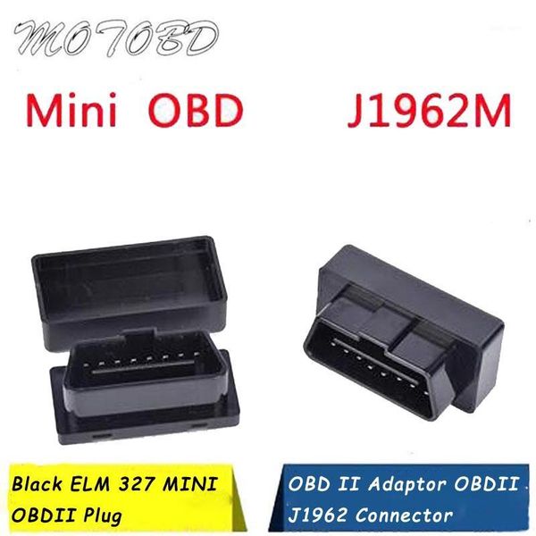 

new arrival 10mm 14mm 20mm black elm 327 mini obdii plug obd2 connector obd 2 16 pin obd ii adaptor obdii j1962 connector1