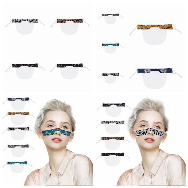 

deaf-mute transparent leopard face reusable anti dust antifog earloop clear lip pvc printed mask designer masks 9styles rra3348