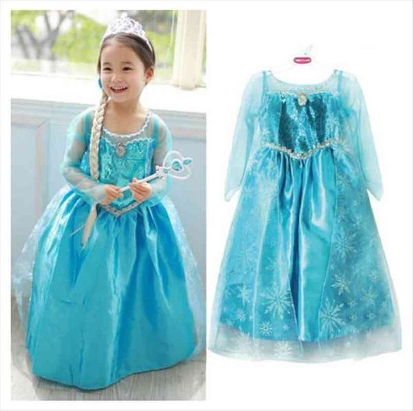 

blue baby girls kids frozen costume dress snow princess queen dress up childrens party gown cosplay tulle 3-8 years, Red;yellow