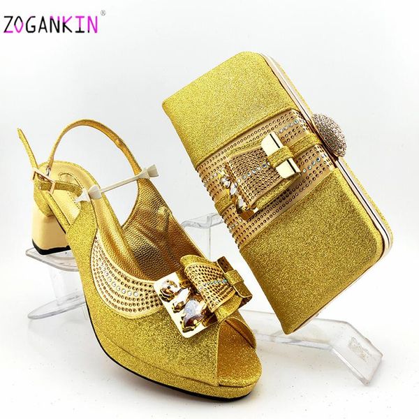 

golden color italian ladies wedding shoes and bag to match set matching shoes and bag mature style comfortable hees for party, Black