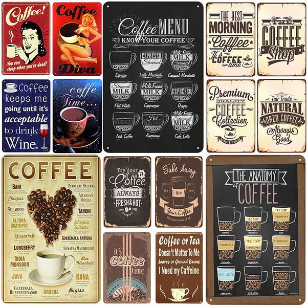 

2021 funny coffee plaque metal vintage tin sign pin up shabby chic decor metal signs vintage bar decoration metal poster pub plate room wall