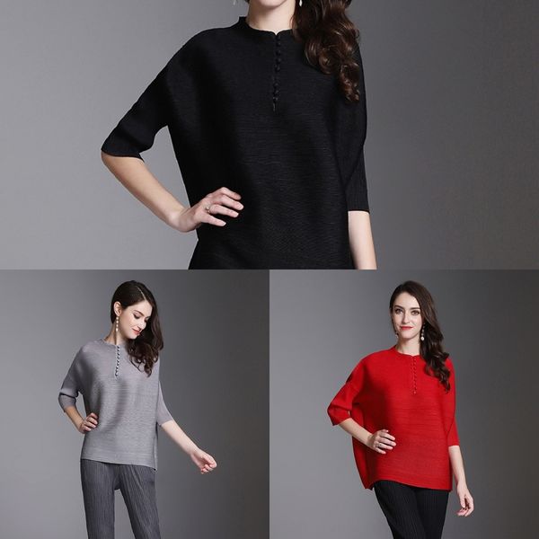 

9jkzd sanzhai свободно плиссированные китайский рукав nine кнопка верхней одежды больших clothest футболки летучая стиль футболки top размер, White