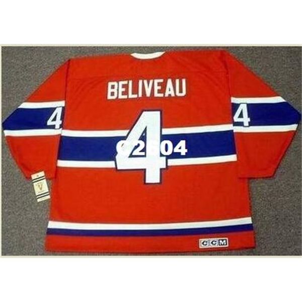 

mens #4 jean beliveau montreal canadiens 1968 ccm vintage retro home hockey jersey or custom any name or number retro jersey, Black