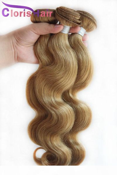 

charming blonde wavy weave #27 human hair weft bundles honey blonde mink malaysian body wave sew in hair extensions, Black