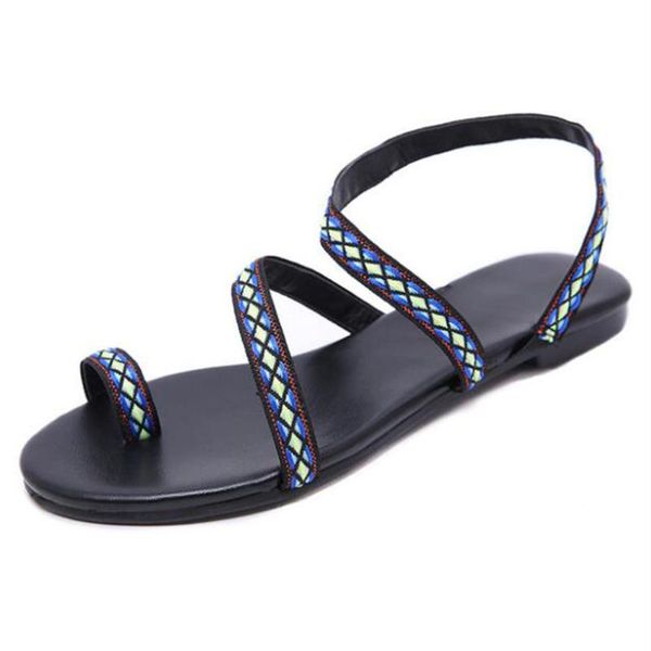 

new fashion shoes woman summer roman sandals national wind handmade comfort flat women shoes sandalia feminina fa257, Black