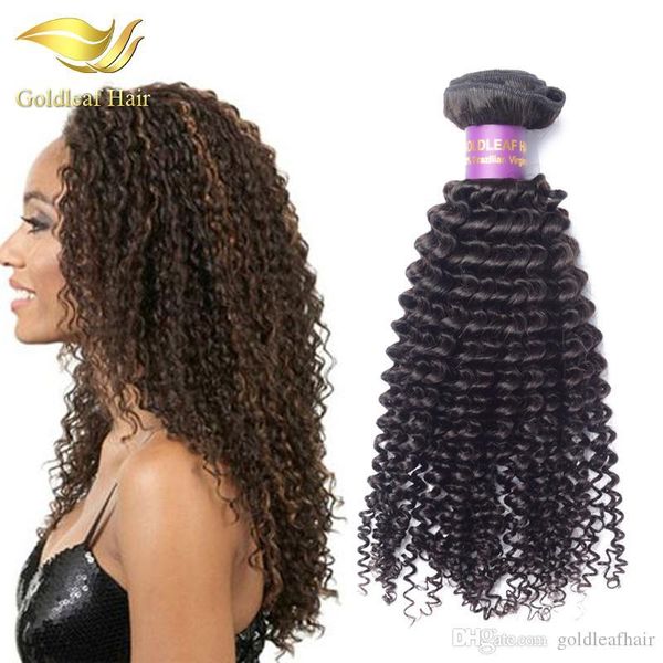 

malaysian virgin hair gold leaf kinky curly 1pc brazialin hair bundle peruvian brazilain indian virgin hair extensions, Black