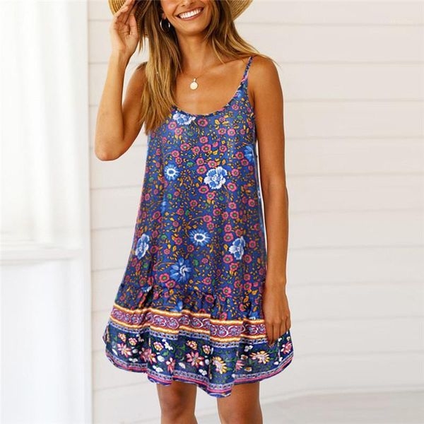 

jaycosin summer dress womens casual high waist bohemia print v neck national style knee-length dress new lady401, Black;gray