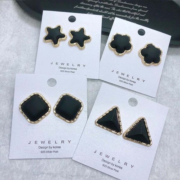 

мода черной шпилька серьга 2020 больших геометрический круглый треугольник серьга для женщин ювелирных изделий бижутерии, Golden;silver