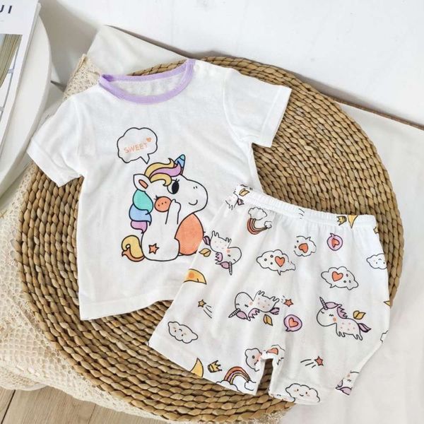 

pajamas summer nqz003 bamboo fiber baby net red short sve underwear set two children's wear, Blue;red