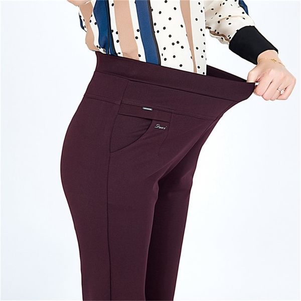 

s-6xlnew autumn winter plus size women's pants fashion solid color skinny high waist elastic trousers fit lady pencil pants lj200820, Black;white