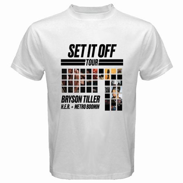 

new bryson tiller set it off tour music white t shirt size s 3xl 3d short sleeve male t shirt sport hooded sweatshirt hoodie