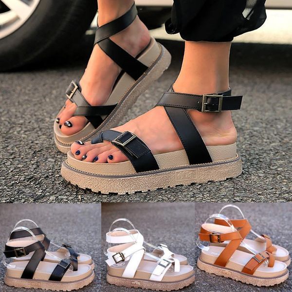 

jaycosin new women sandals summer ladies comfortable buckle platform sandals female soft beach sole shoes plus size beach shoes1, Black