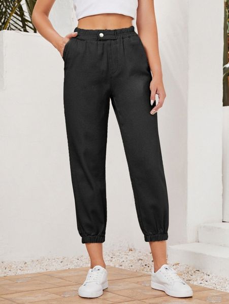 

high-waisted slant pocket jogger jeans f0vg#, Blue