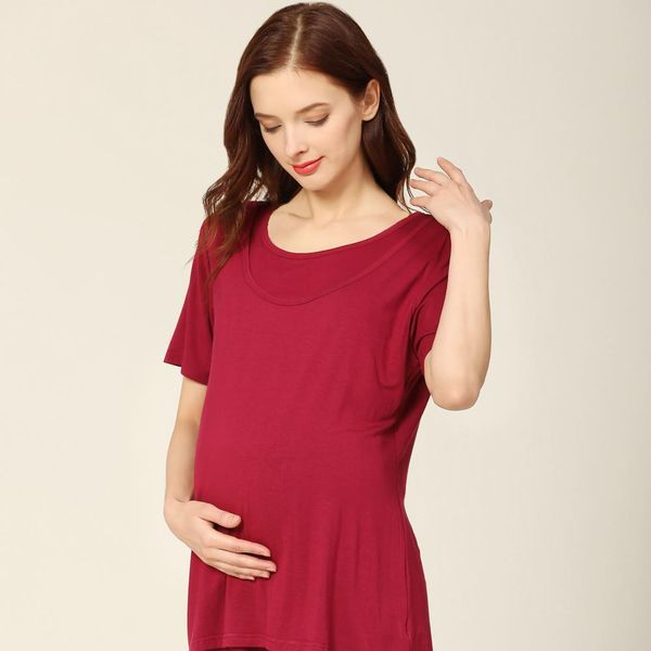 

summer maternity pjs breastfeeding nursing nightwear set short sleeve shirt & adjustable pregnant shorts soft lactancia pajamas, White