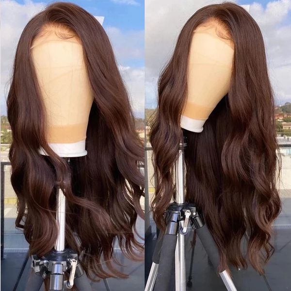 

lx brand loose wave brown lace front wig synthetic lace wig for women preplucked middle part heat resistant deep wave frontal wigfactory dir, Black