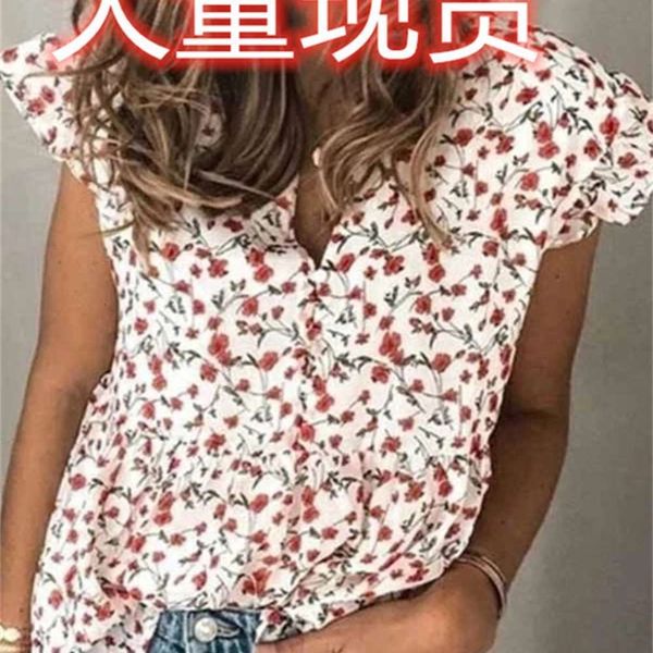 

v-neck 2020 new print floral casual women's shirt with lotus sv, Black;gray