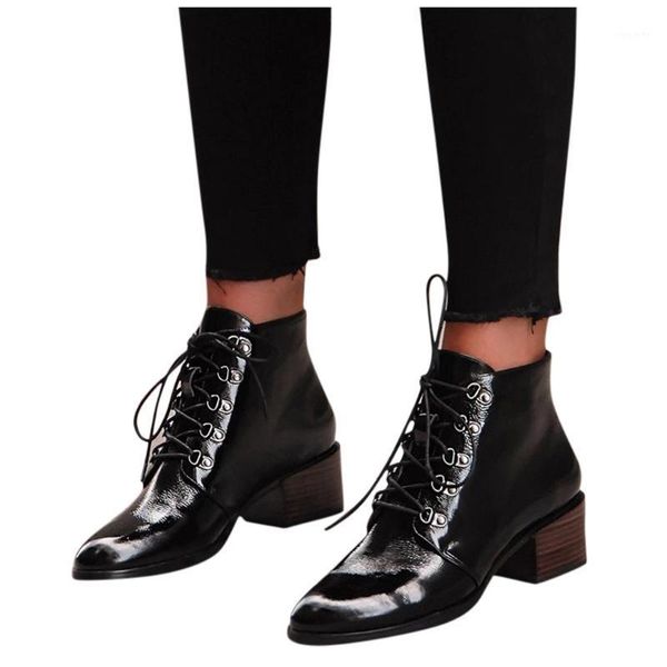

women fashion boot leisure comfortable thick heel rivet ankle boots square head single boots casual snow shoes daily1, Black