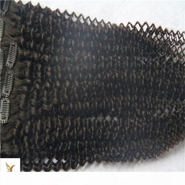 

brazilian water wave human hair clips remy hair clip in human hair extensions 8-34 inchs curly clip, Black;brown