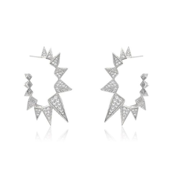 

hoop & huggie micro paved cz big circle unique design spikes rivet hoops earring for women, Golden;silver
